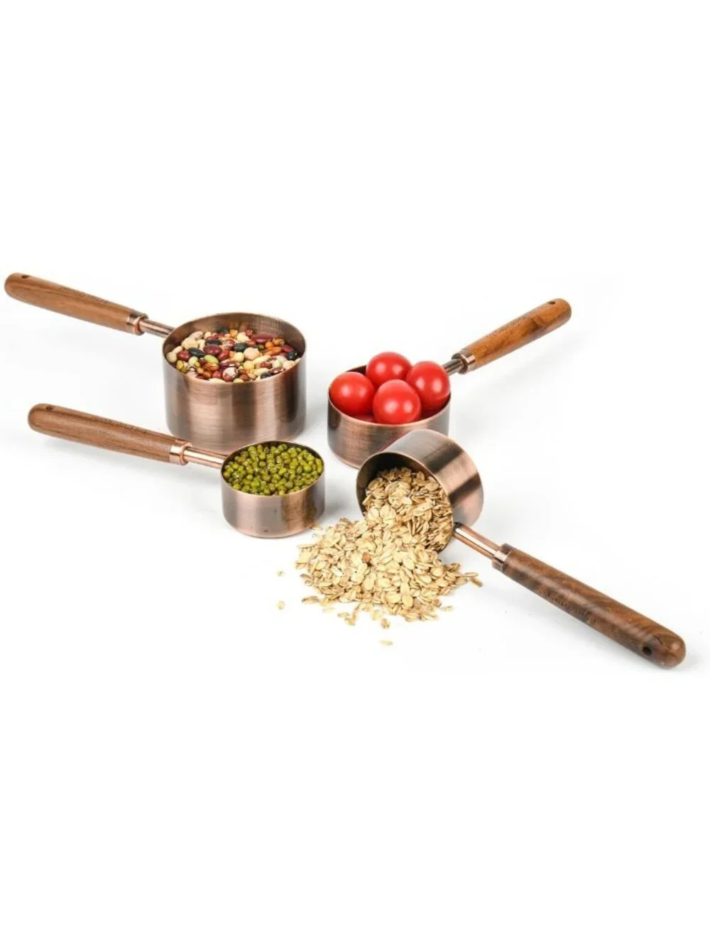 8-Piece Copper Measuring Cups & Spoons Set - Stainless Steel Kitchen Tools for
